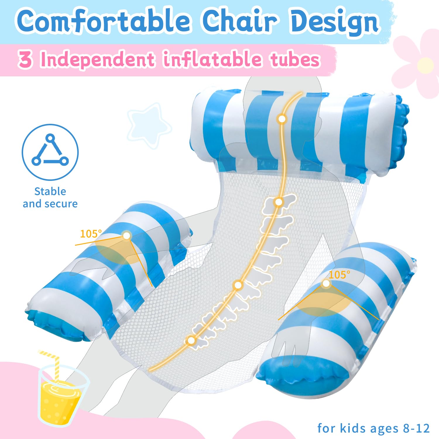 Meegoo dual blue and rose color design enhances poolside fun for children.