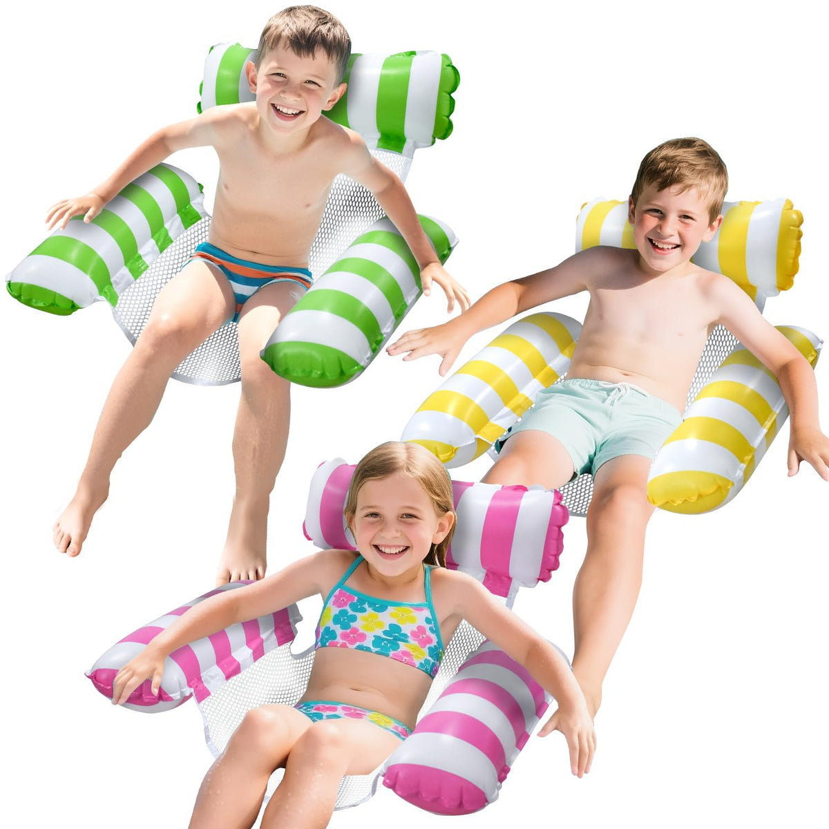 Meegoo pool hammock float yellow triple tubes for stable lounging