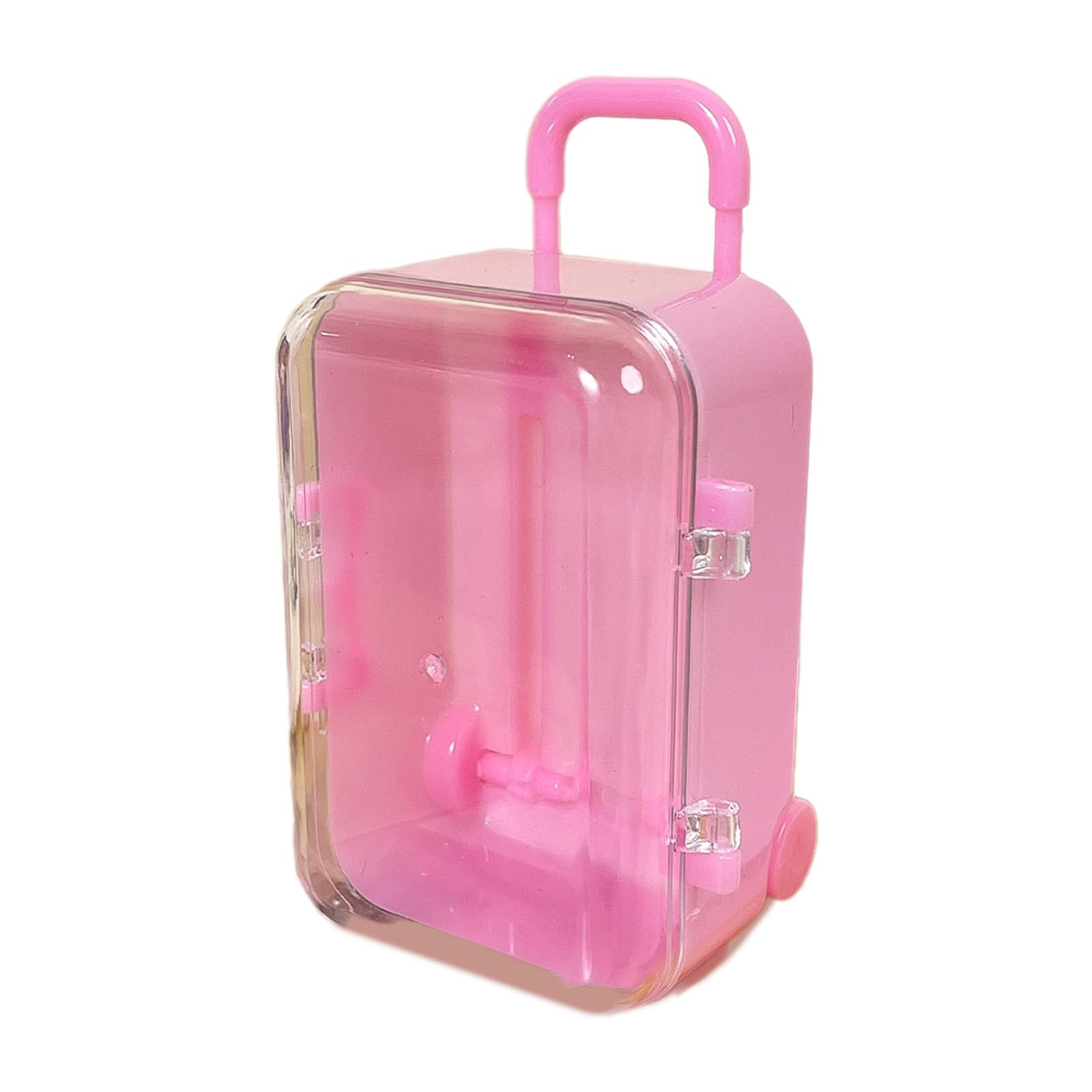 MEELYHOME ZQA pink mini doll suitcase with organized compartments.
