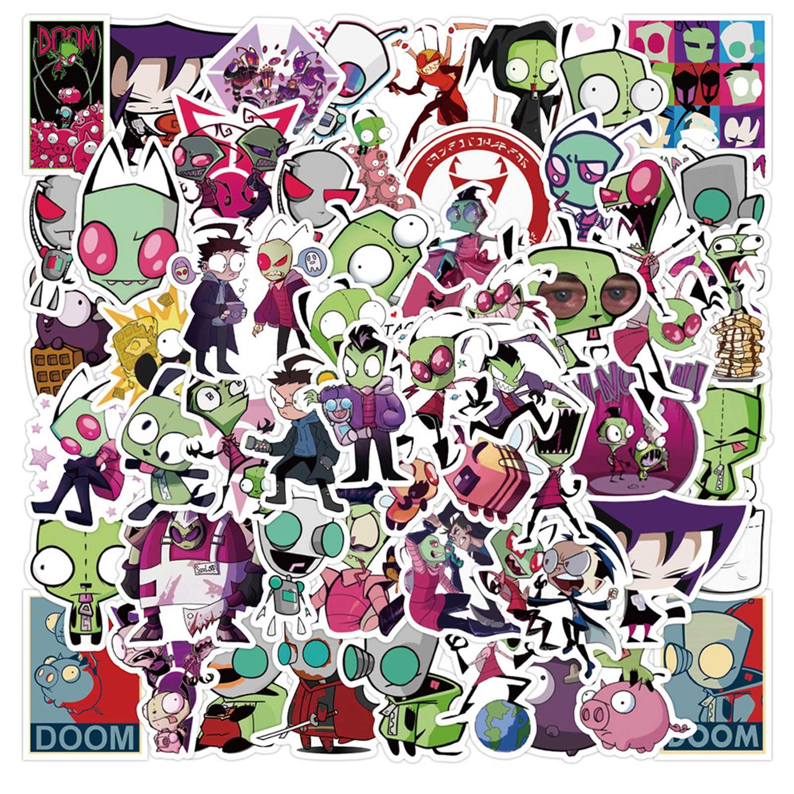 Meet Holiday Invader laptop sticker on a laptop, durable vinyl with vibrant colors for everyday use.