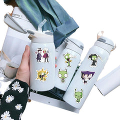 Meet Holiday Invader luggage sticker, easy to spot and personalize travel cases.