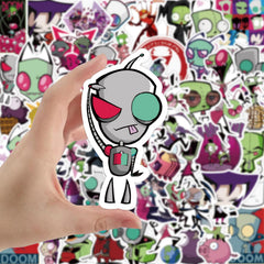 Meet Holiday Invader notebook sticker, fade-resistant vinyl for journals.