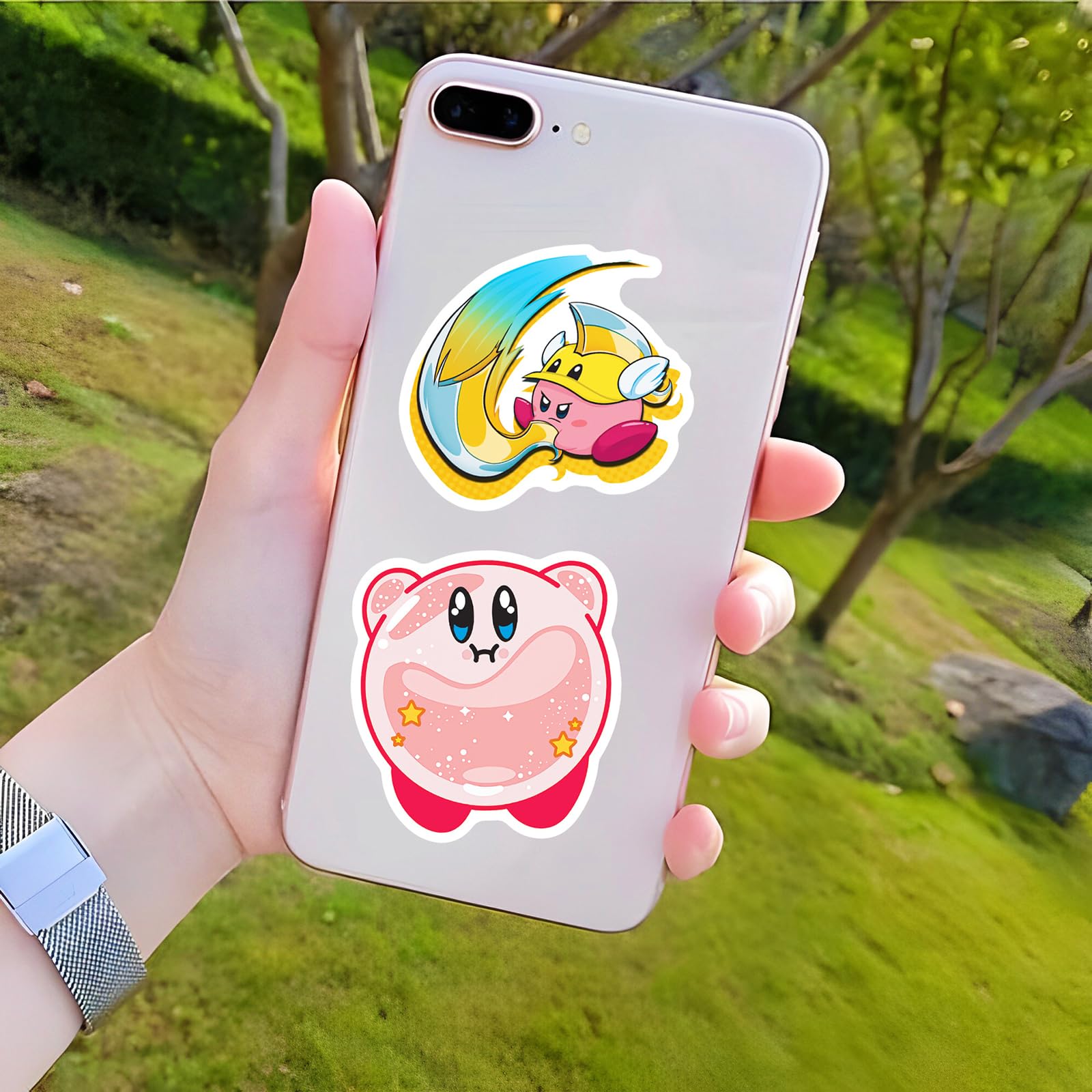 Meet Holiday Kirby stickers on travel case show creativity during trips