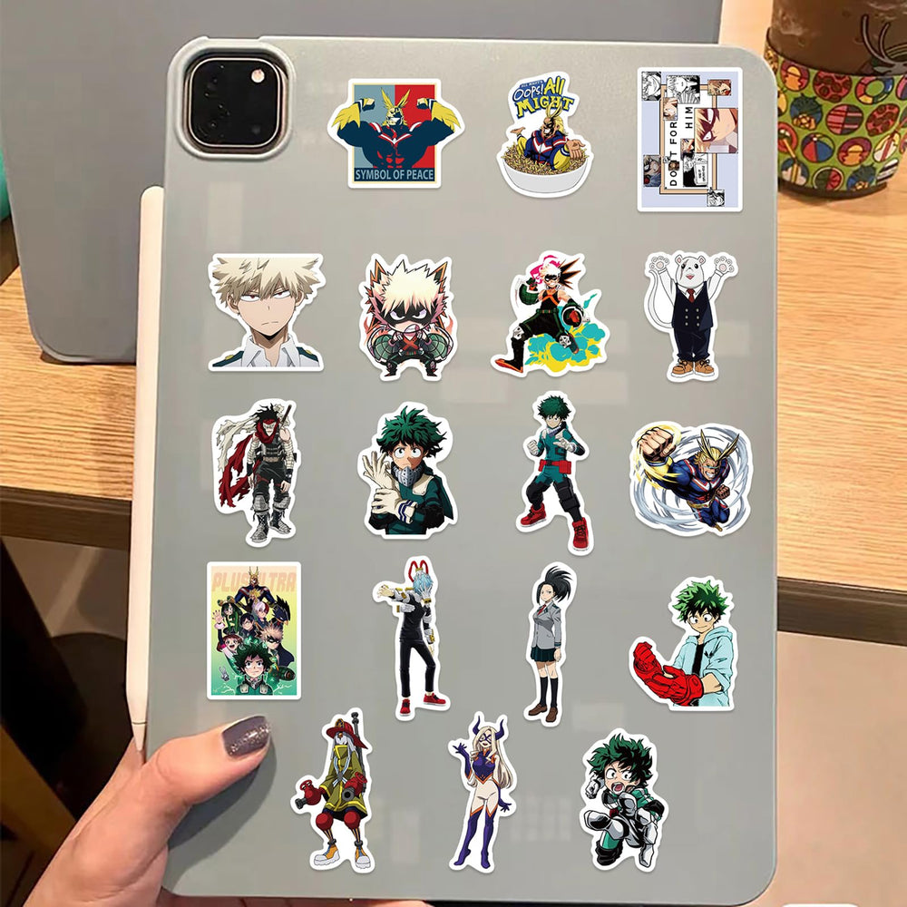 Meet Holiday My Hero stickers on a travel case for easy customization