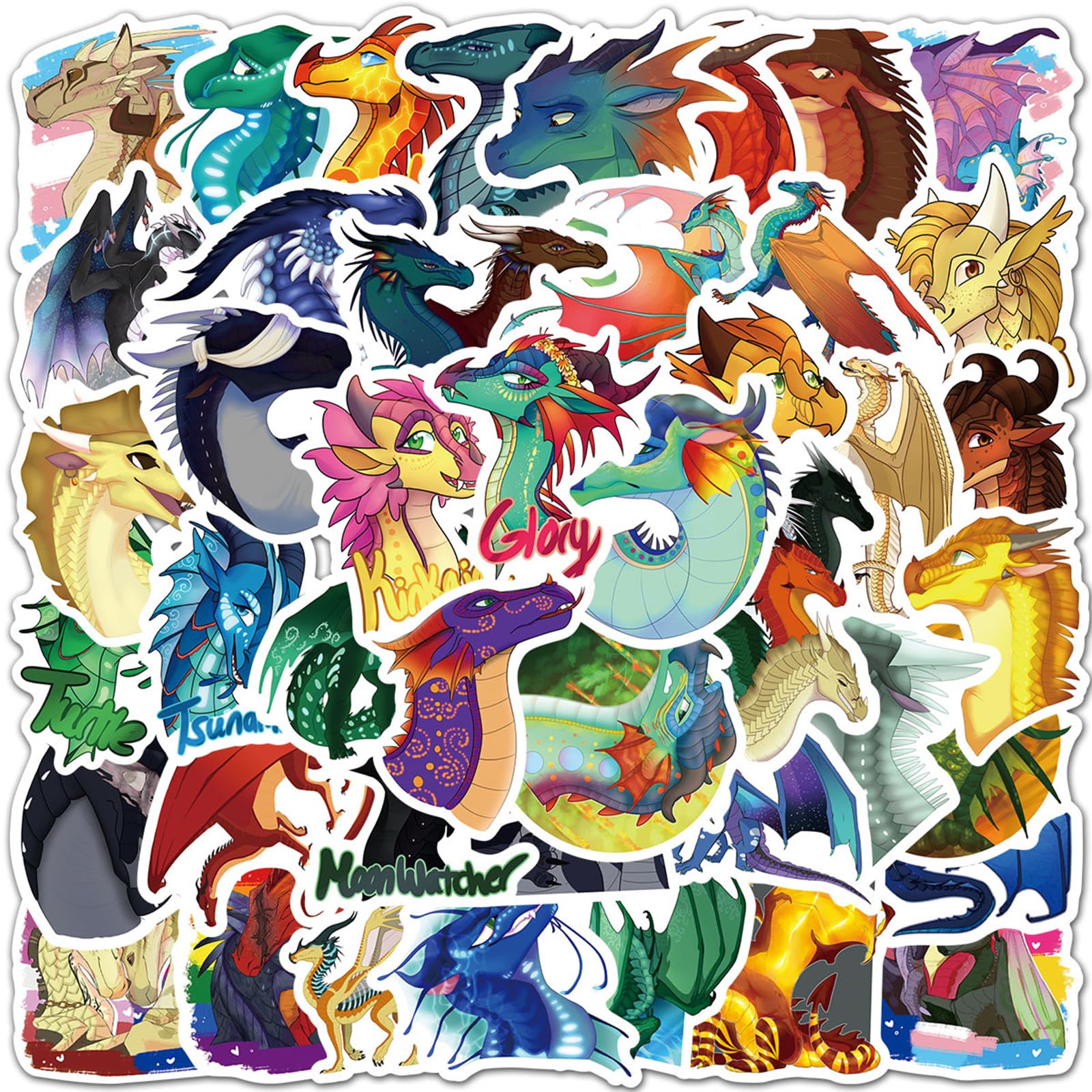 Meet Holiday Wings of Fire Dragon sticker set cover for bold laptop personalization.