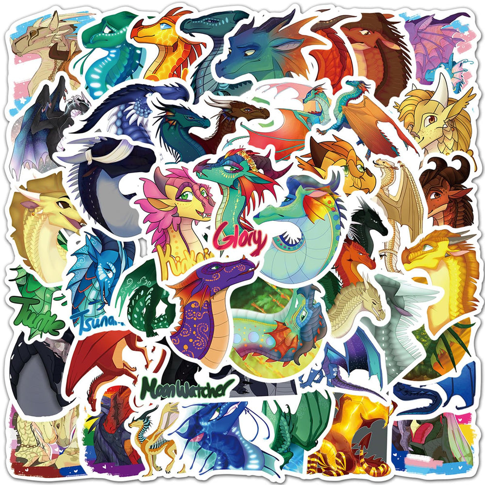 Meet Holiday Wings of Fire Dragon sticker set cover for bold laptop personalization.
