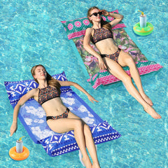 Meetinext botanical four-in-one pool float in lounge mode for relaxing sunbathing.