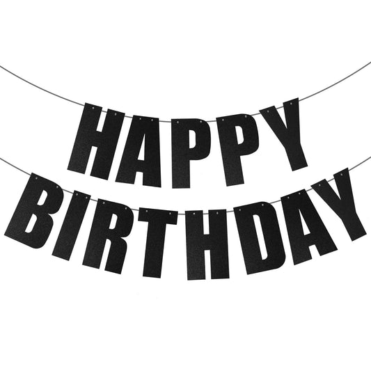 MEETINGU black Happy Birthday banner letters create a bold backdrop for photos.