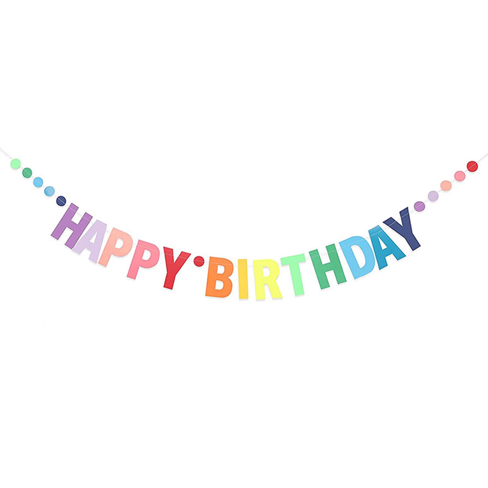 MEETINGU Happy Birthday Banner with rainbow letters for indoor and outdoor celebrations.