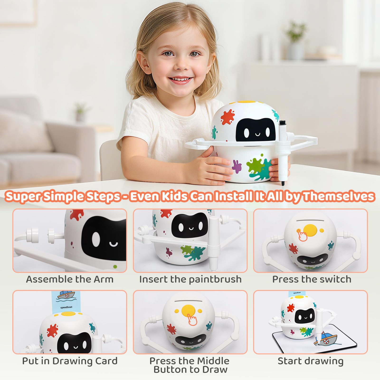 MeWaii Drawing Robot rechargeable battery for long playtime