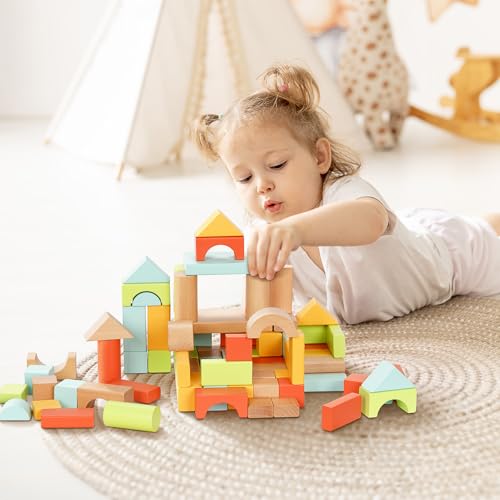 MEEYOO blocks showcase five colors to help color recognition during play.