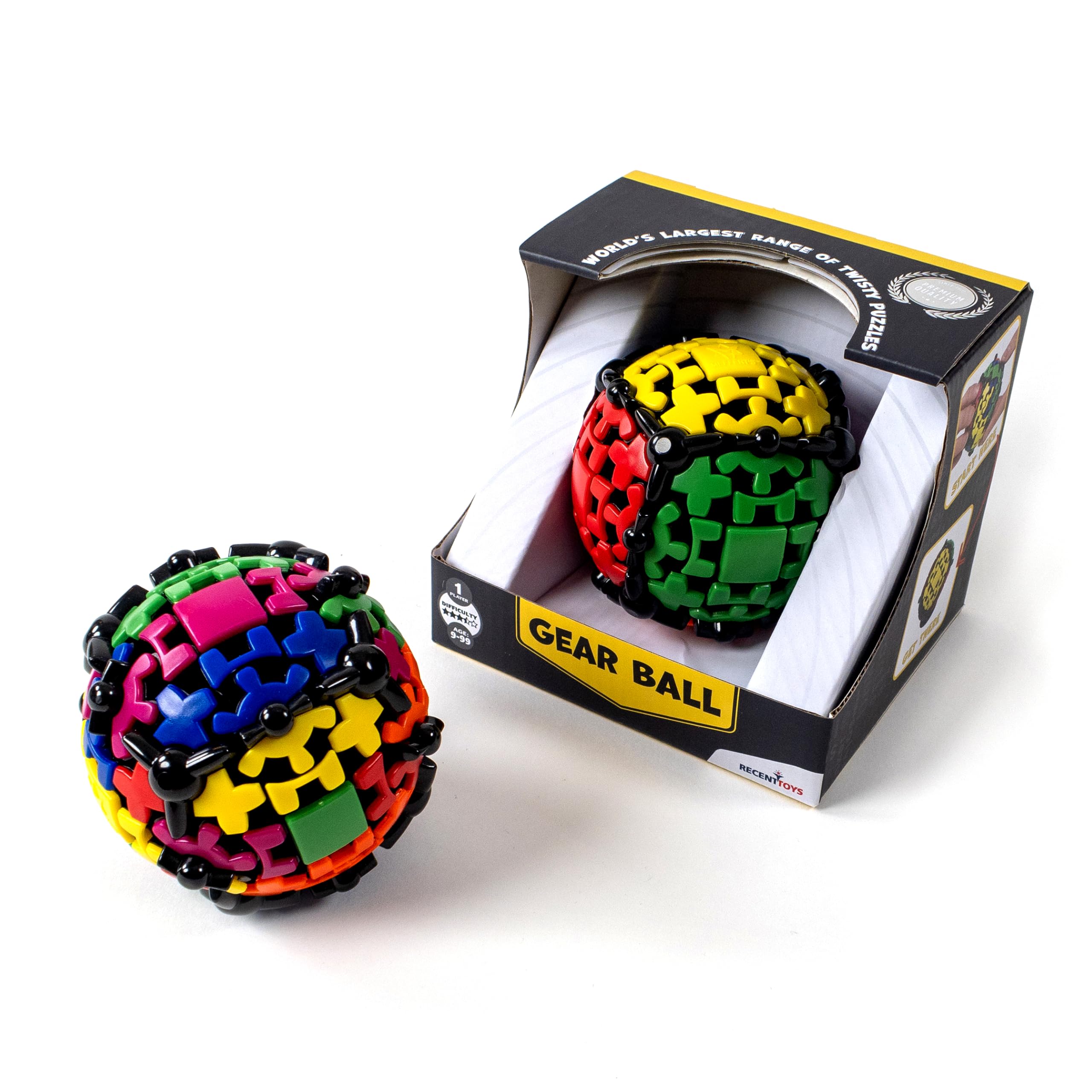 Meffert's Gear Ball showing rotational mechanics in action for on-the-go puzzle play.