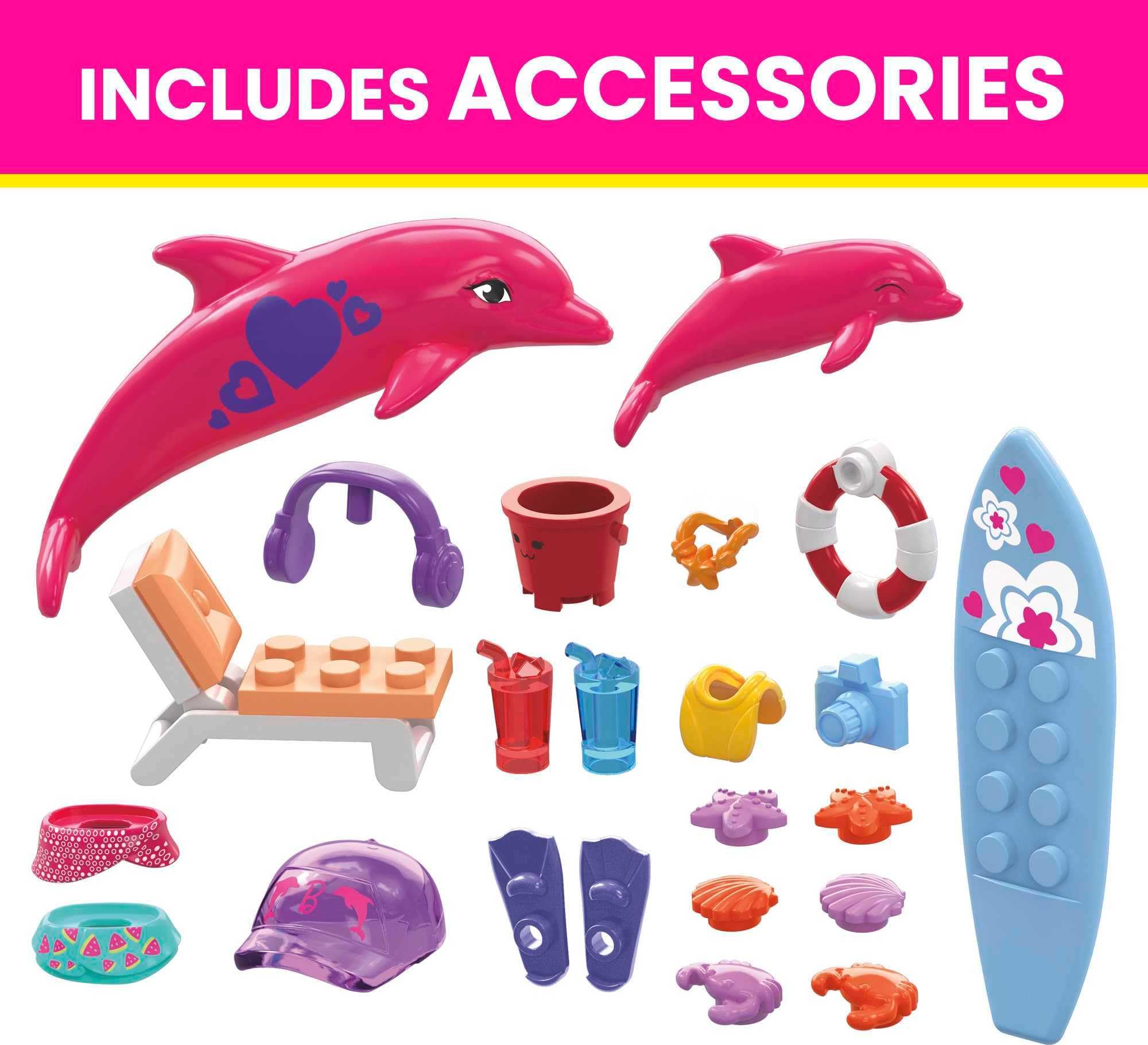 MEGA Barbie Color Reveal heart-shaped container stores surprises