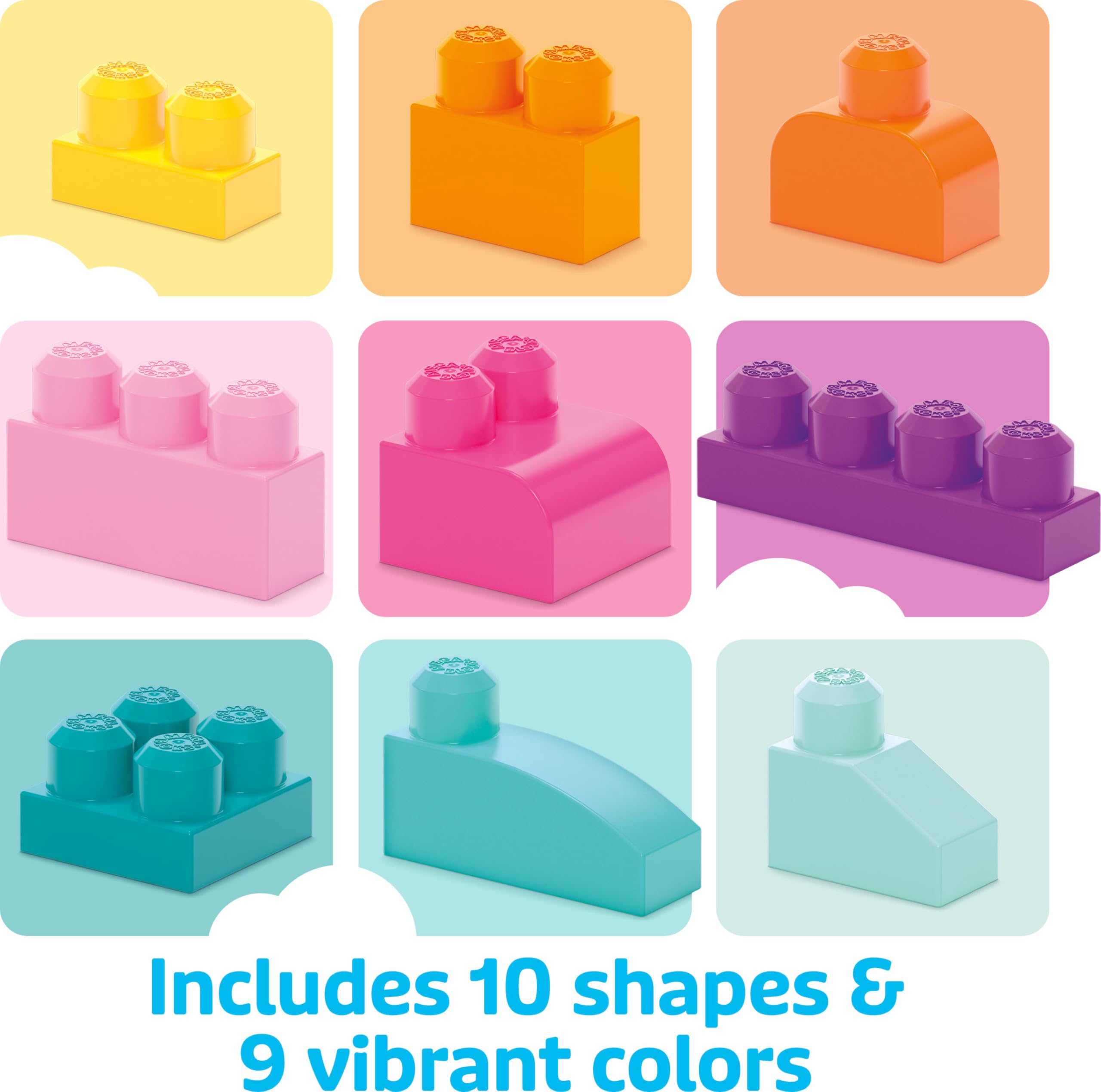 Mega Bloks portable bag with a hand strap for easy carrying and on-the-go play.