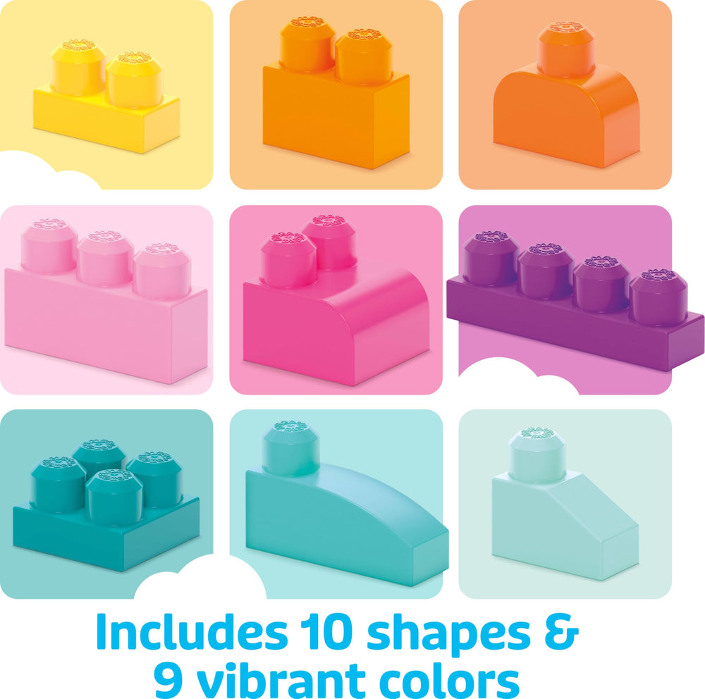 Mega Bloks portable bag with a hand strap for easy carrying and on-the-go play.