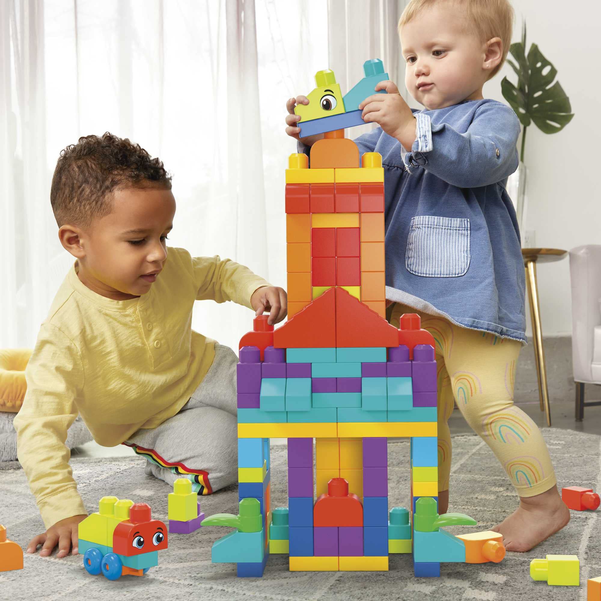 Mega Bloks First Builders decorated blocks add color and storytelling opportunities.