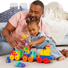 Mega Bloks First Builders ABC blocks introduce letters through music and play.