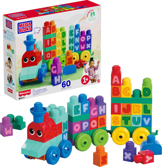 Mega Bloks First Builders ABC Train with 60 pieces for early alphabet learning
