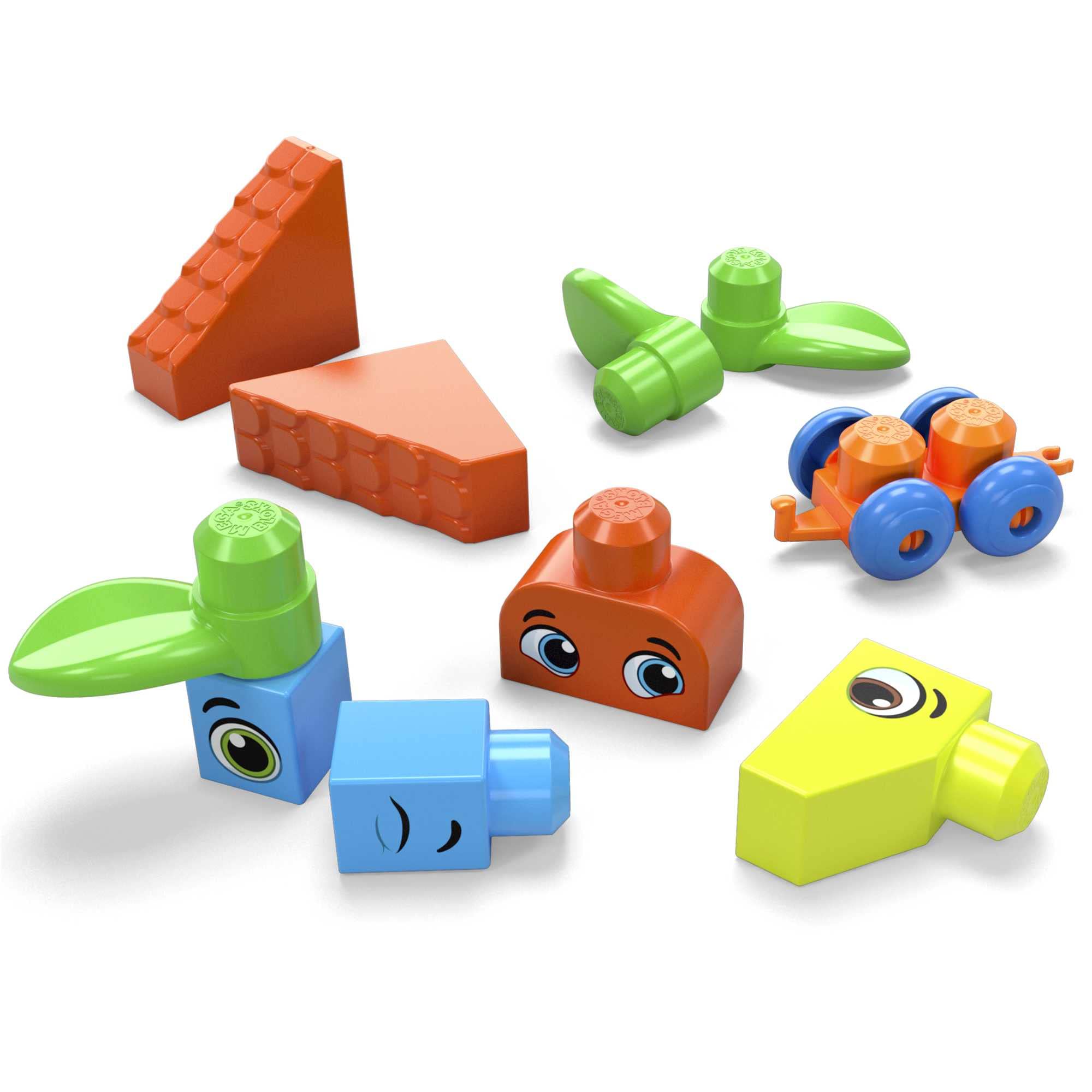 Mega Bloks First Builders rolling wheelbase piece enhances imaginative construction.
