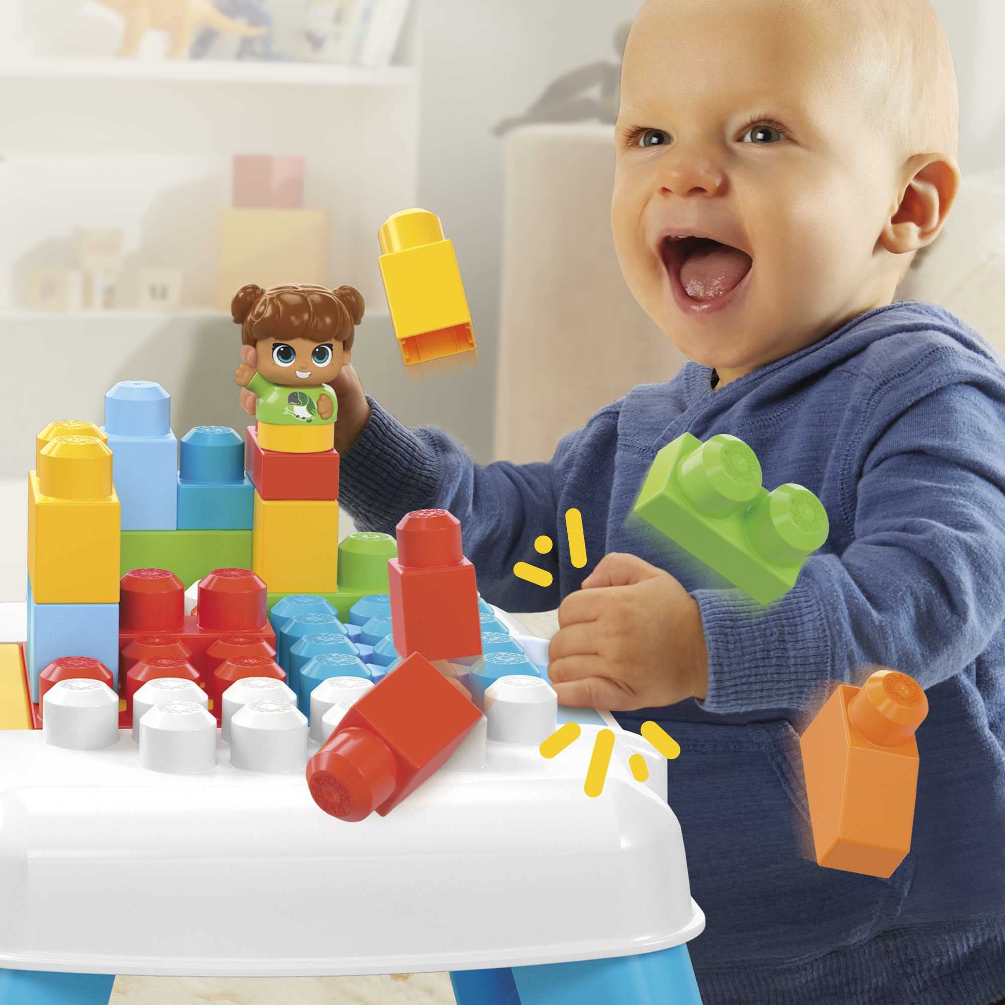 Mega Bloks Fisher-Price blocks stacking close-up with large, easy-to-grip pieces.