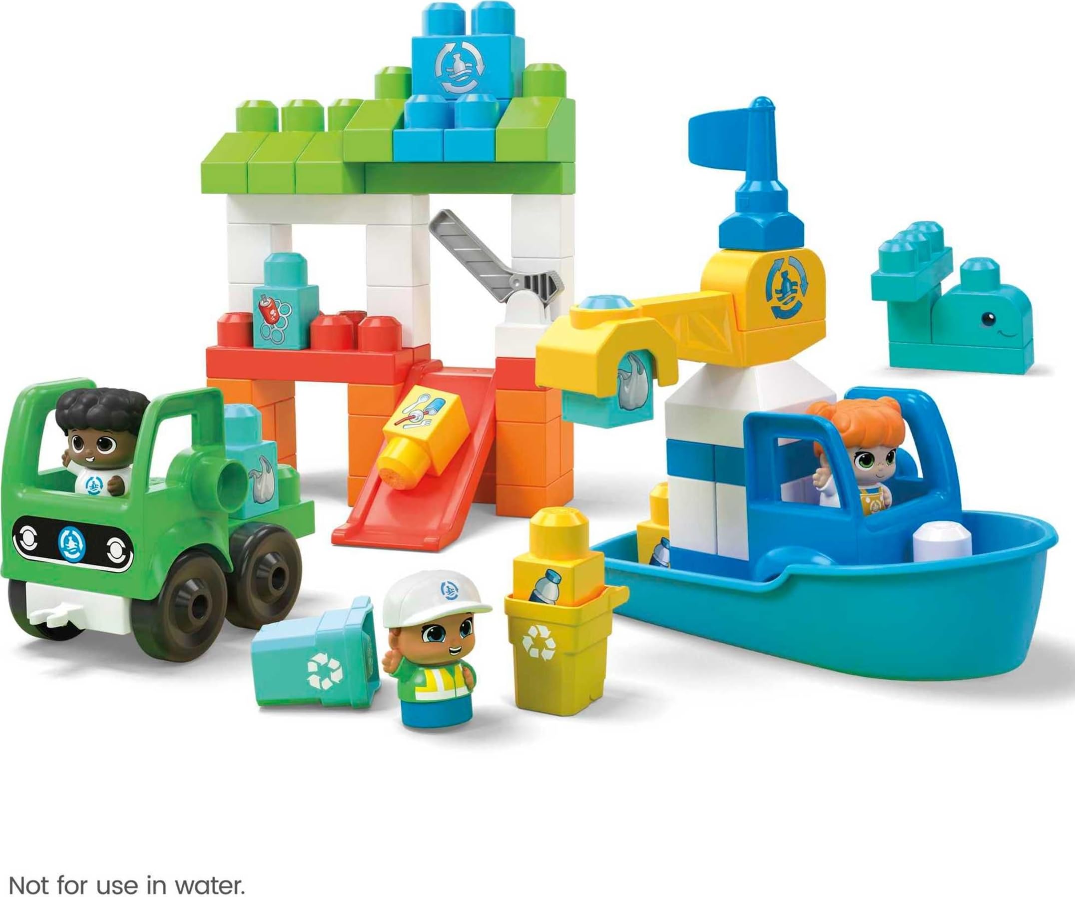 Mega Bloks Fisher-Price recycled packaging reduces waste and highlights sustainability.