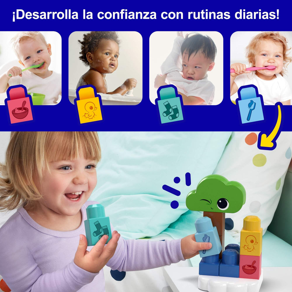 Mega Bloks sun block activates a bright morning scene with cheerful sounds.