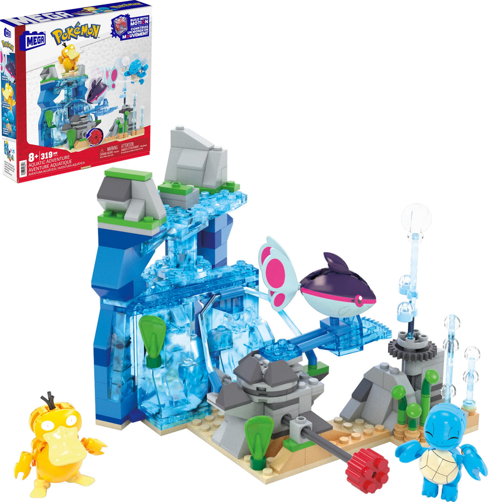 Mega Brands Aquatic Adventure crank motion showcasing rotating Pokemon action for engaging play