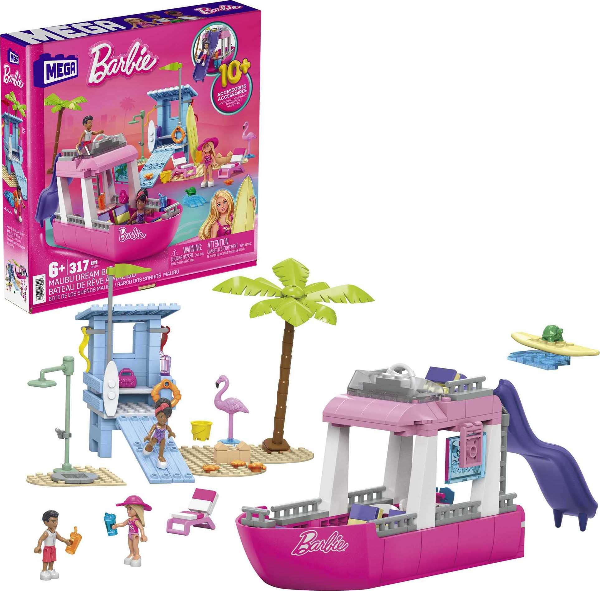 Mega Brands Barbie Dream Boat main deck with lounge seating to spark creative pretend-play adventures.
