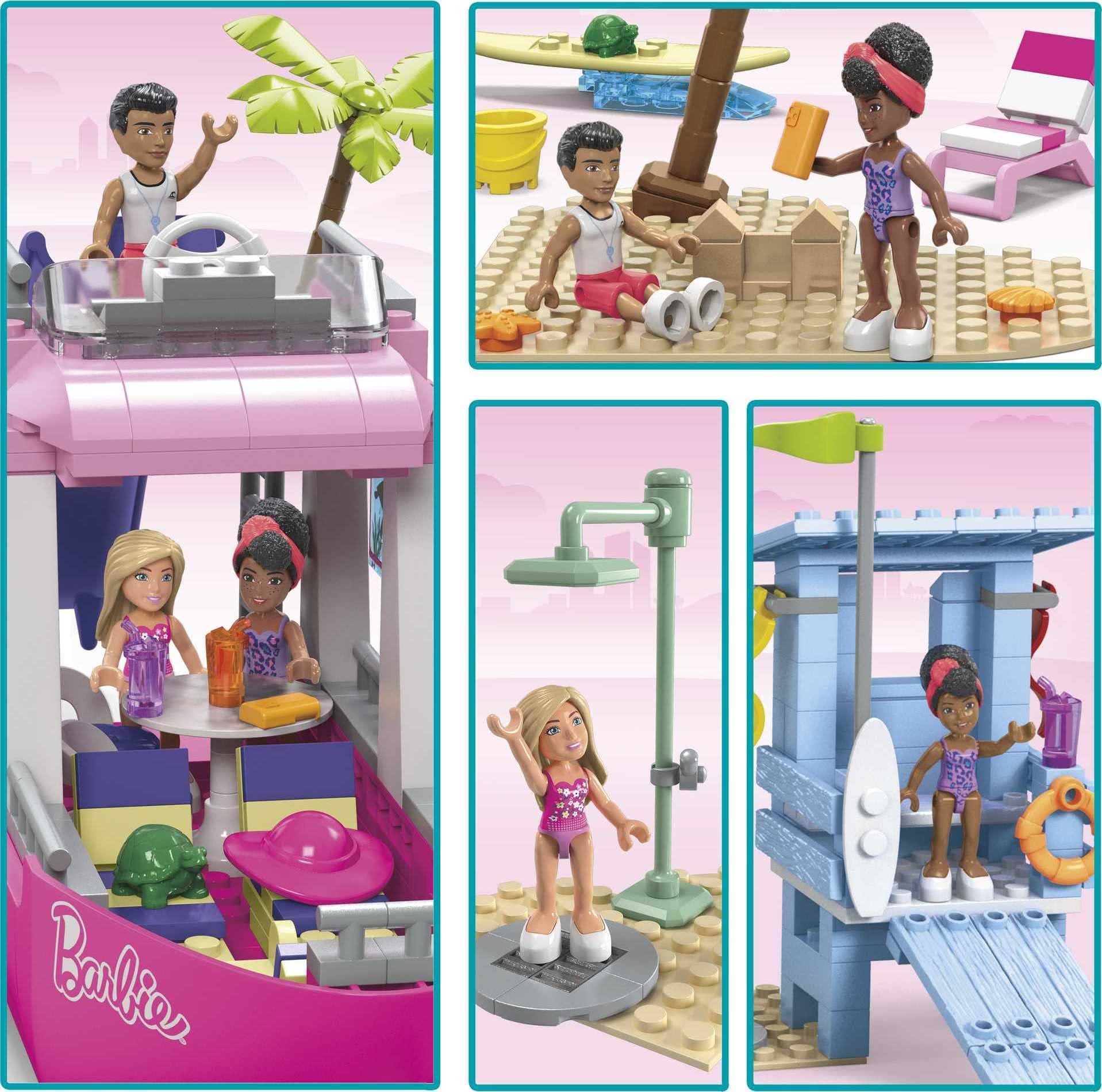Mega Brands Barbie Dream Boat slide and sundeck inviting hands-on play and outdoor pretend adventures.