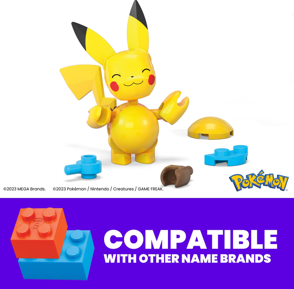 Buildable Pikachu and Zubat figures by Mega Brands for fine motor practice