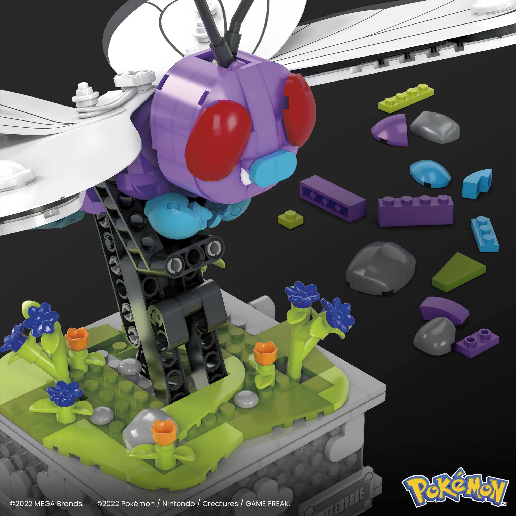 Butterfree grass environment animation adds life to your display.