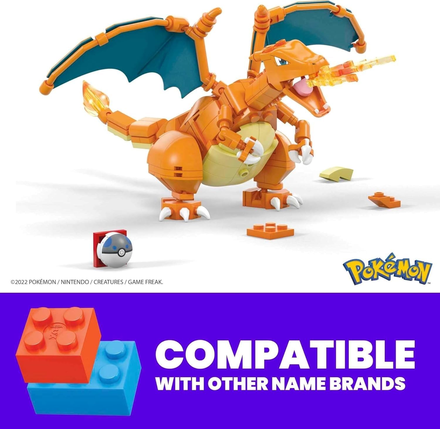 Mega Brands Charizard compatible with other name-brand bricks for expanded builds