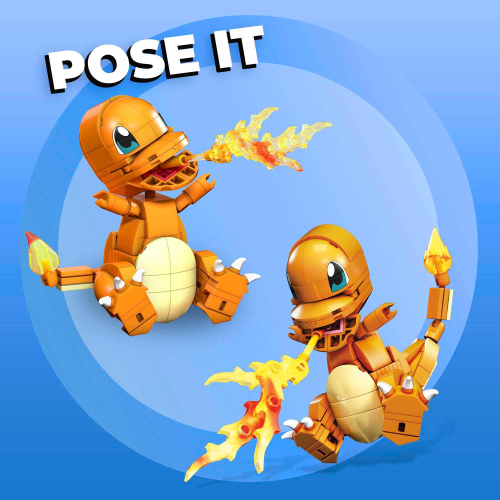Mega Brands Charmander stands over four inches tall for display.