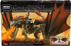 Mega Brands Daenerys Drogon buildable dragon figure showcases authentic detailing for display.
