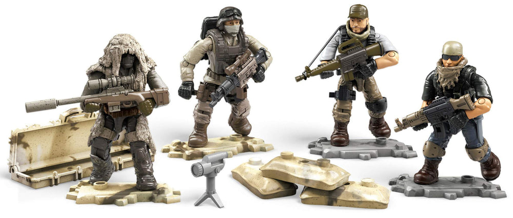 Mega Brands desert soldiers in authentic gear for poseable battle storytelling