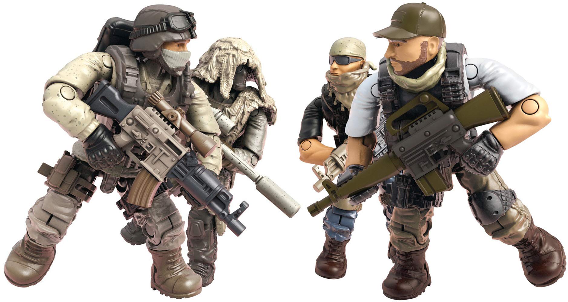 Mega Brands mercenaries with detachable armor for customizable action scenes
