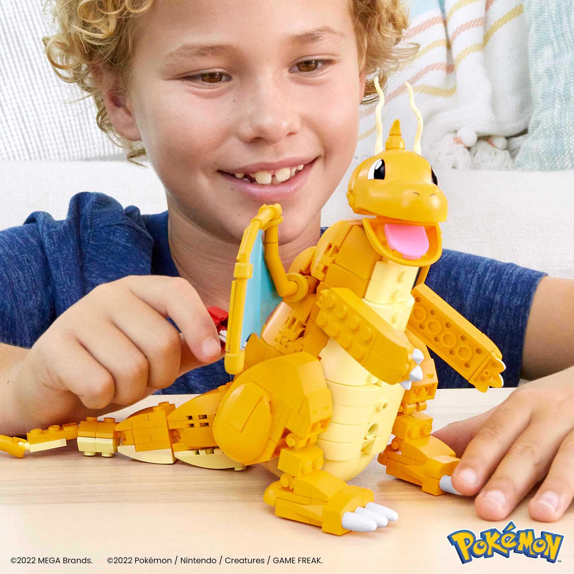 Mega Brands Dragonite has detailed articulation for lifelike flight poses.