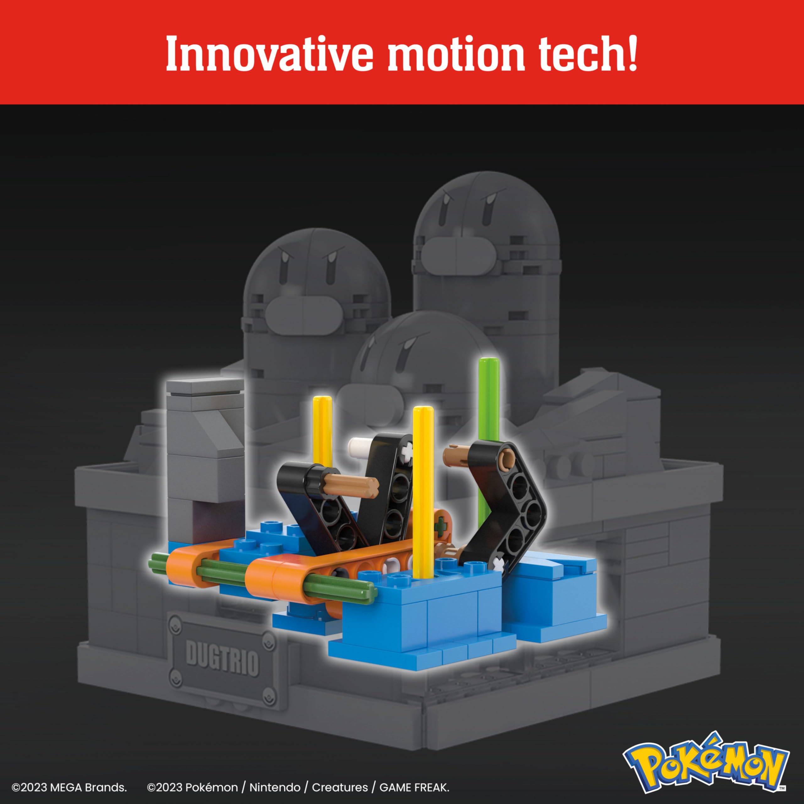 Mega Brands Dugtrio mini-motion stands 5 inches tall.