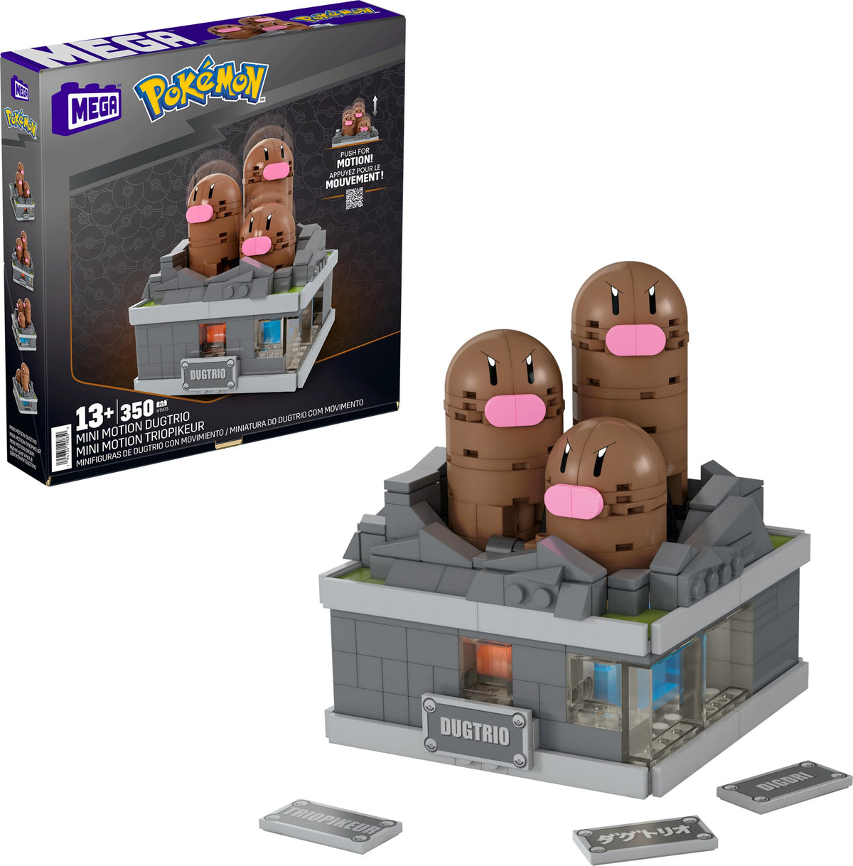 Mega Brands Dugtrio mini-motion figure for desk display.