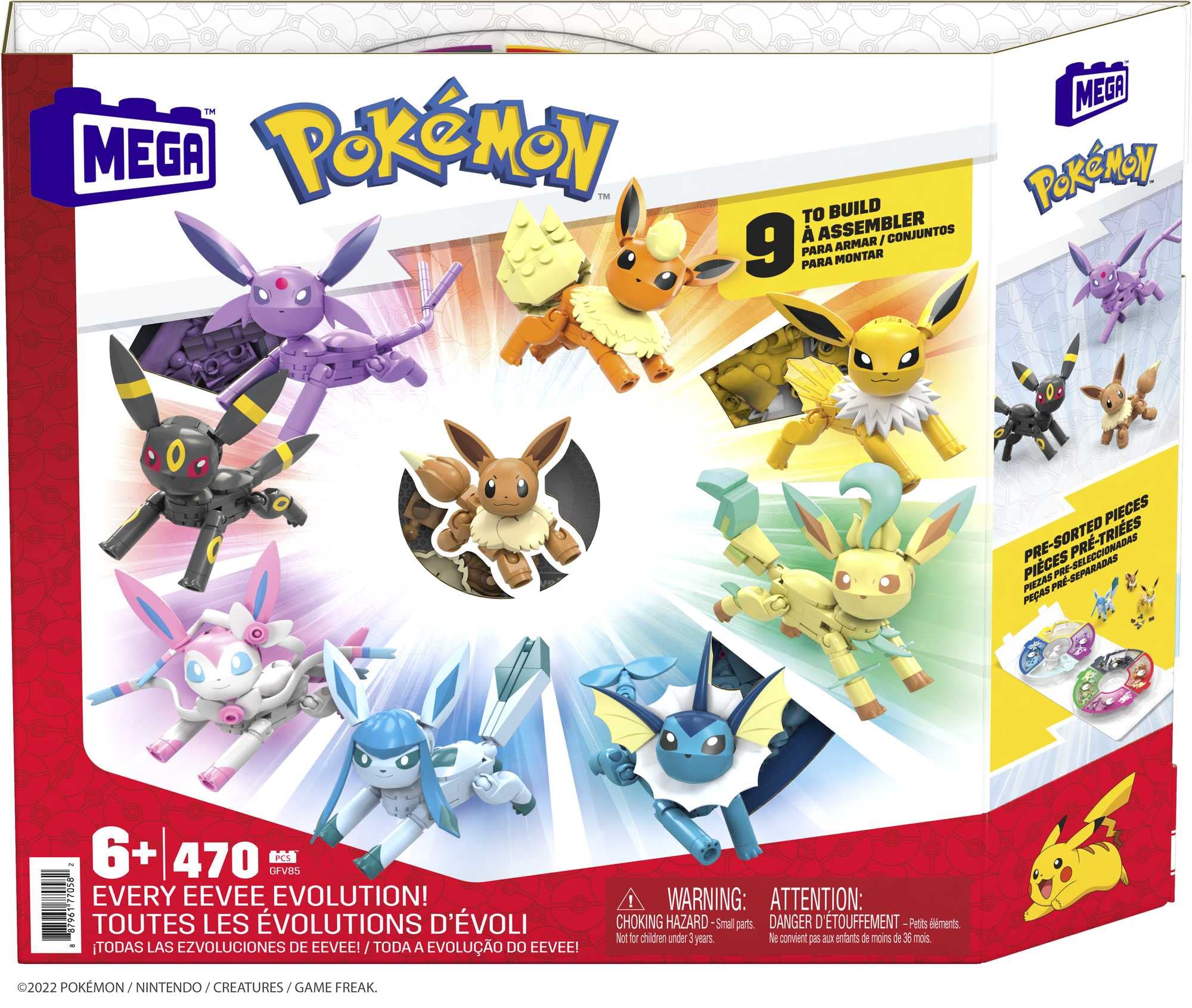 Mega Brands MEGA Pokémon Espeon figure—sleek purple design with flexible limbs