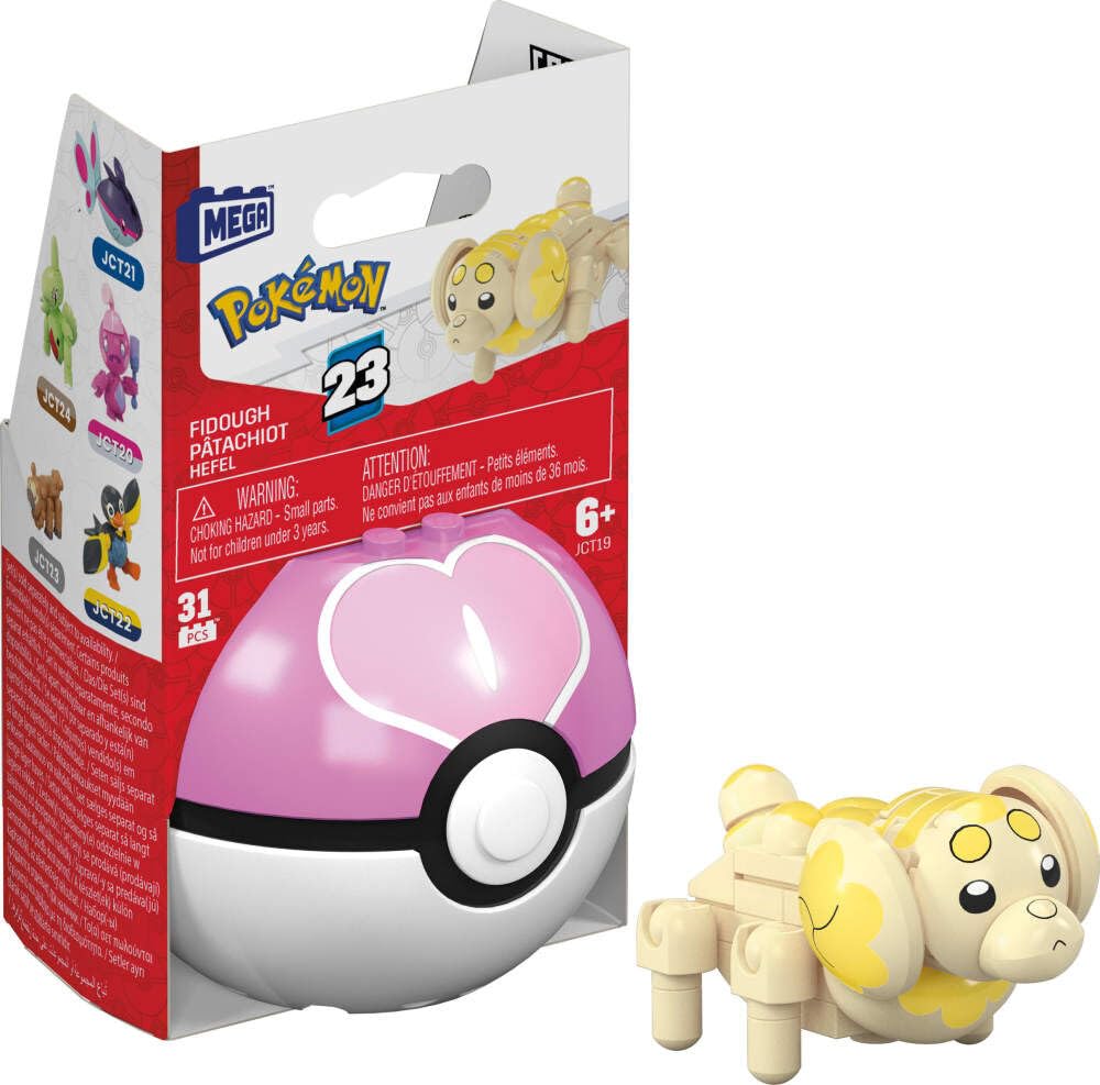 Mega Brands Fidough buildable figure with articulated features for interactive play.