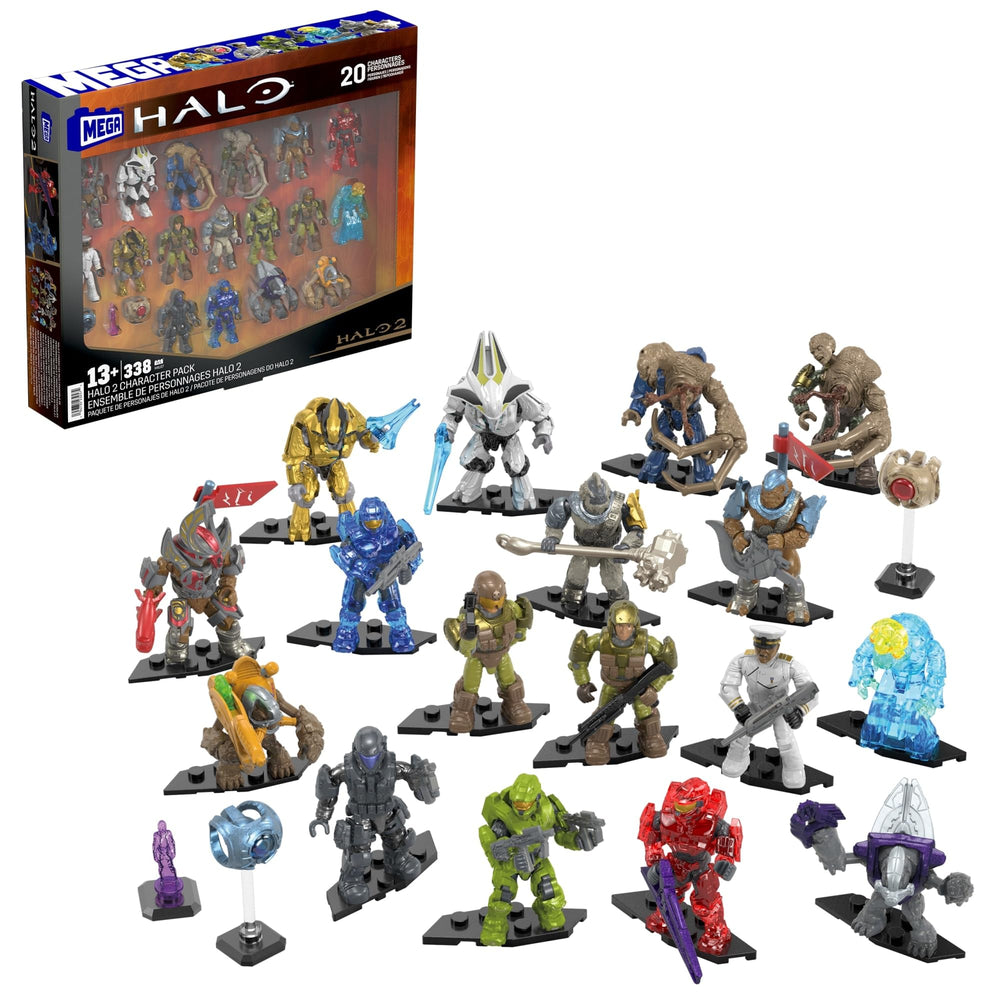 Mega Brands MEGA Halo action figures pack front view, immersive display and collection.