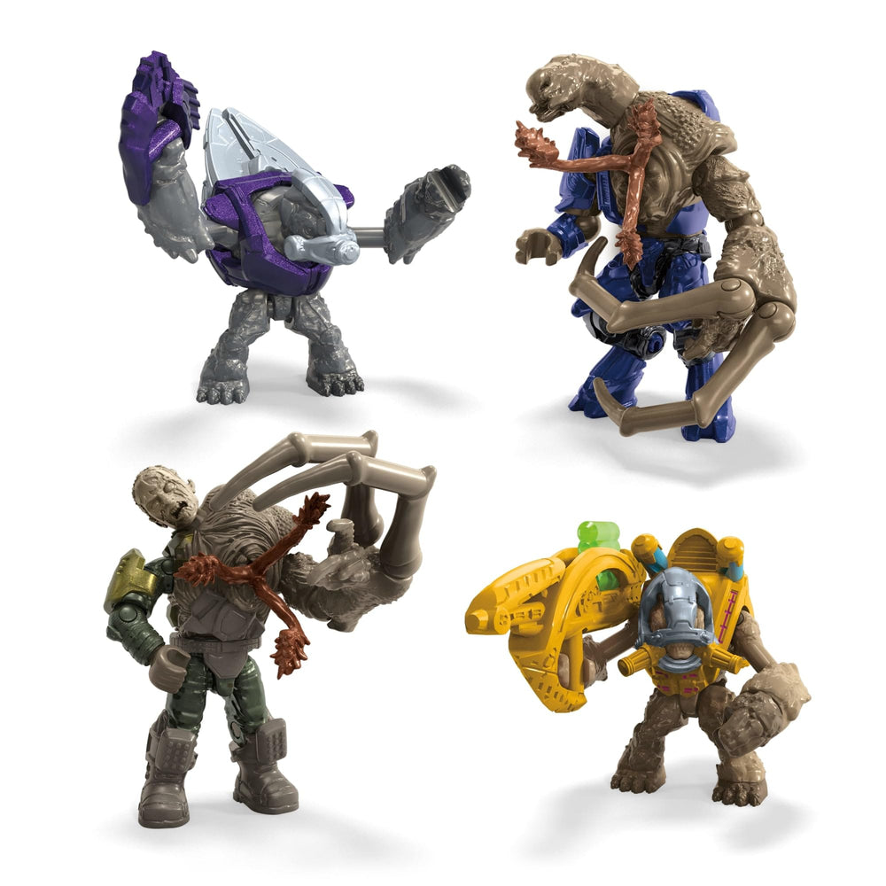 Mega Brands halo characters lineup display, shelf-worthy collectibles.