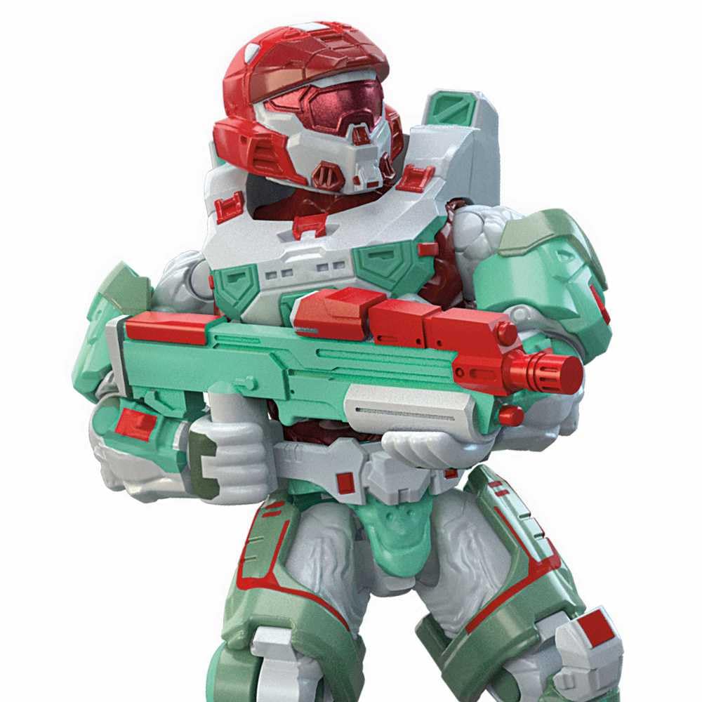 Mega Brands Halo Heroes Spartan MK VII Series 18 micro figure ready for poseable display.