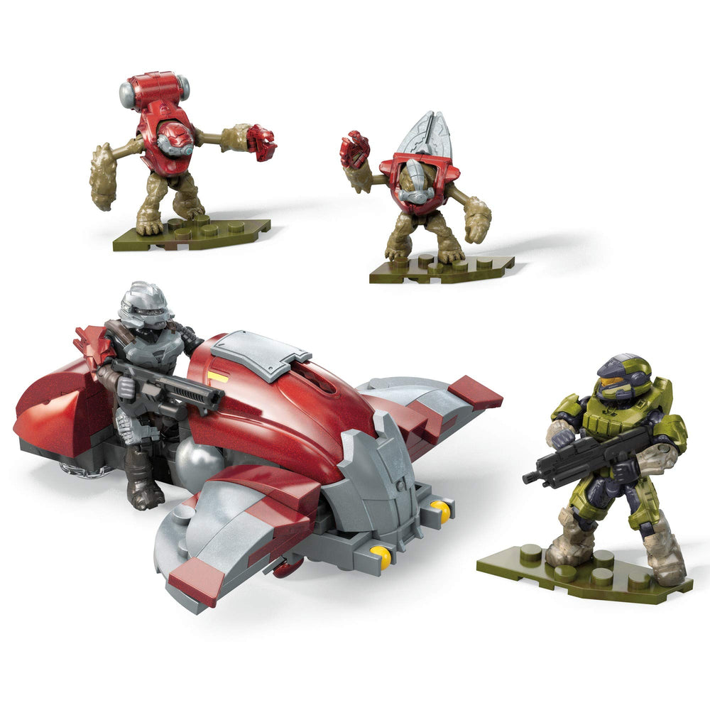 Mega Construx Halo Hijacked Ghost outpost turret shows expandable play options