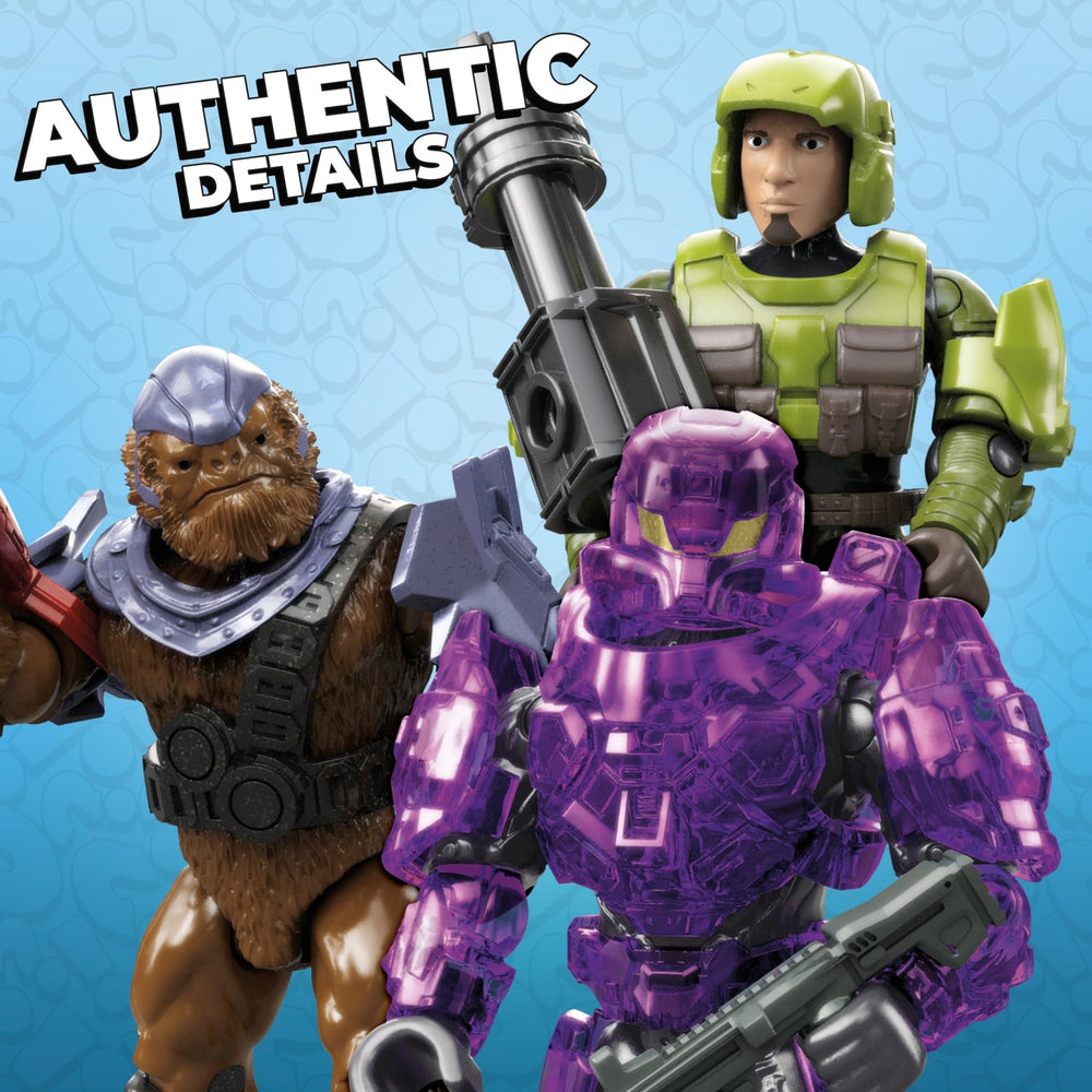 Halo figures compatible with MEGA building sets for creative builds.