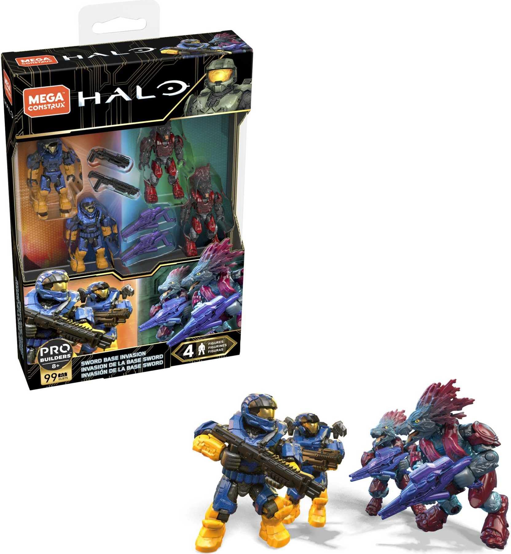 Mega Brands Halo Sword Base Invasion Spartan CQC figure with poseable joints for dynamic play