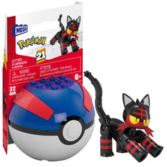 mega brands litten pokeball building kit with a buildable figure for imaginative play