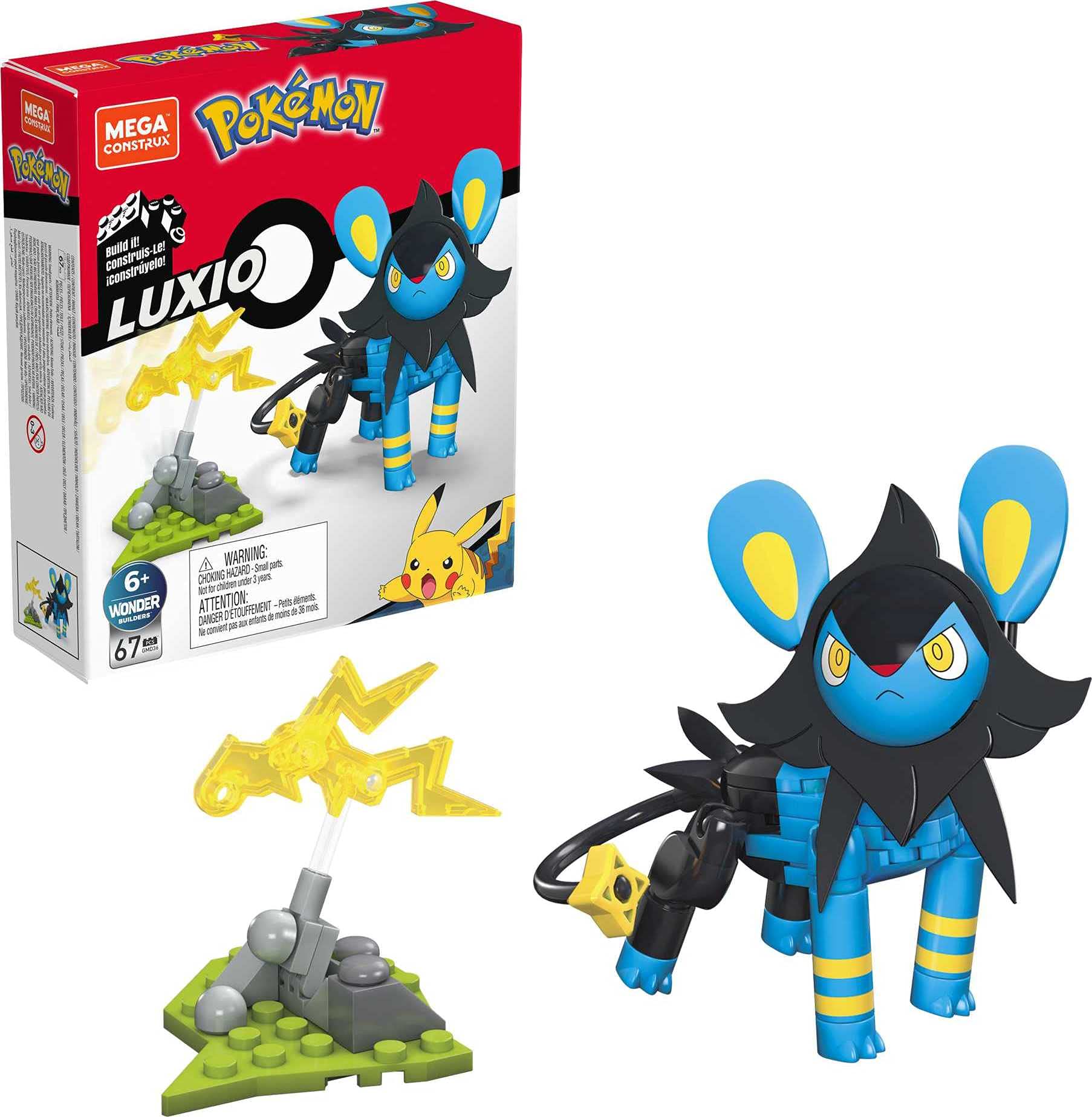 Mega Brands Luxio figure poseable for dynamic battle poses.