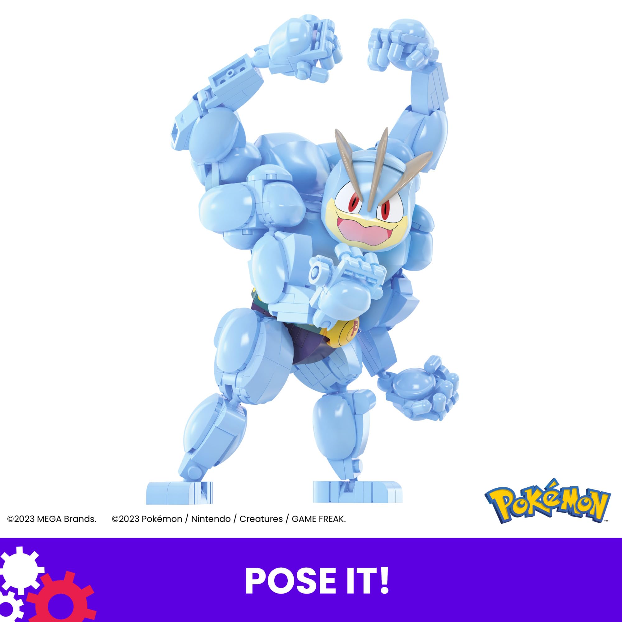 Machamp stands seven inches tall for a bold display